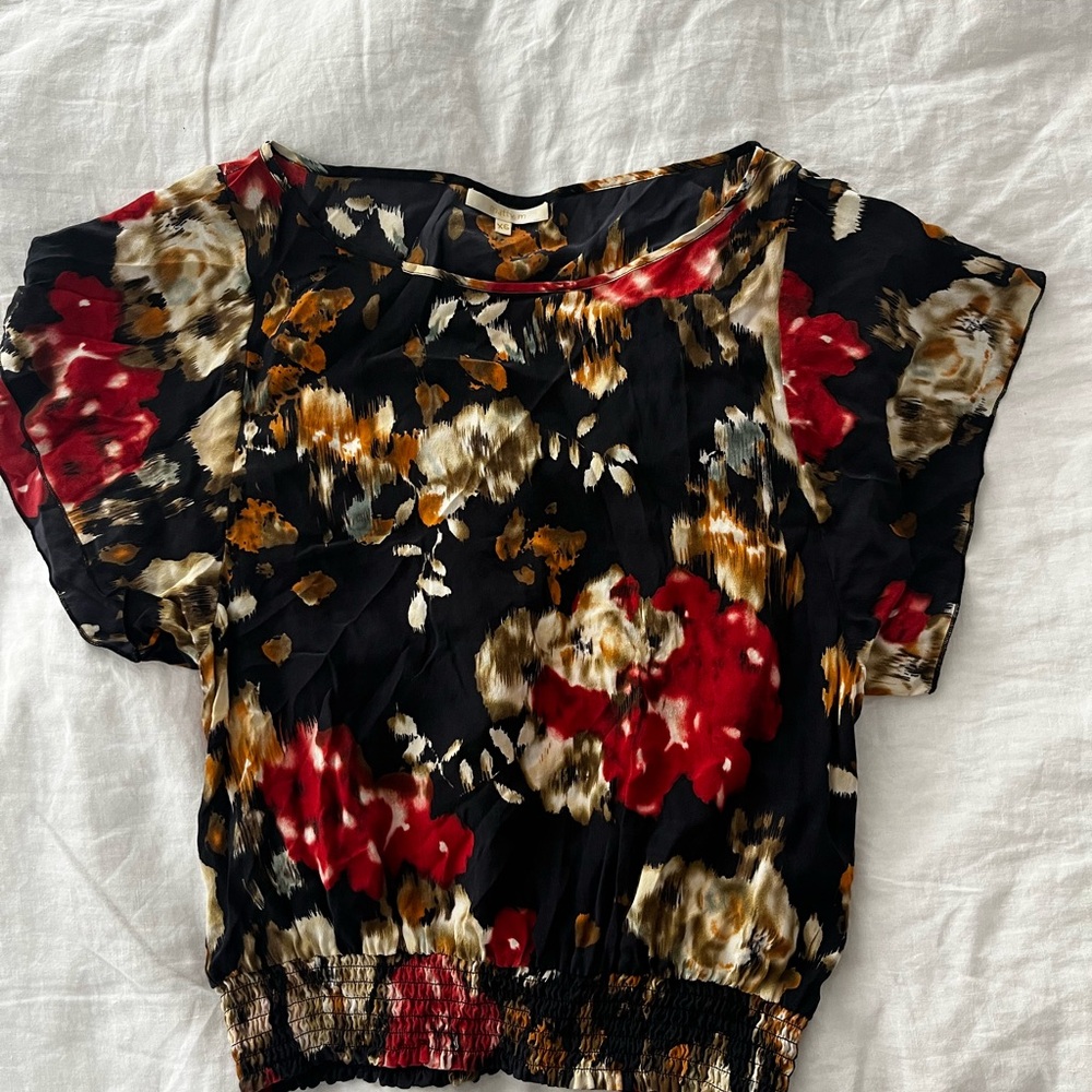 Silk short sleeve blouse